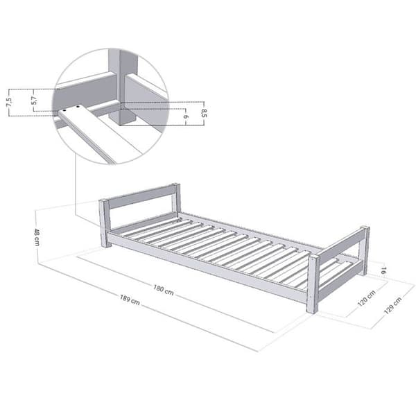 KIDDY barnsäng 120 x 180 vit