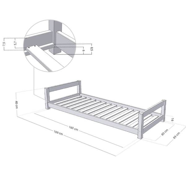 KIDDY barnsäng 80 x 160 pastellrosa