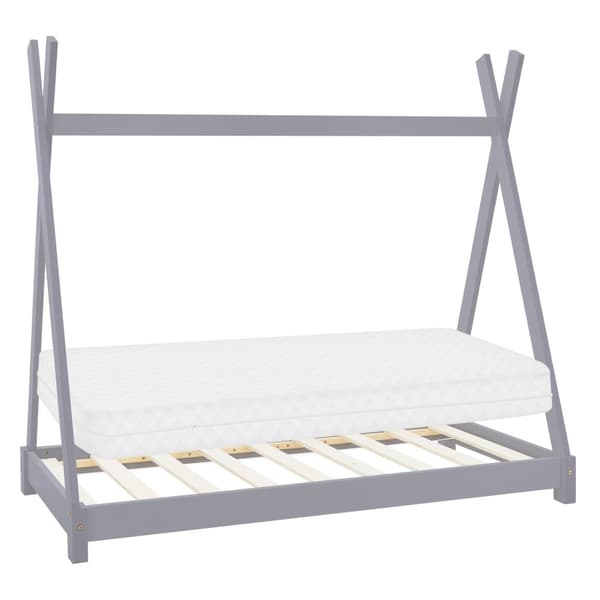 ML Design Pinnasänky TEPI 80 x 160cm slatted runko, vaaleanharmaa, intialainen sänky massiivipuusta, talon sänky tytöille ja pojille