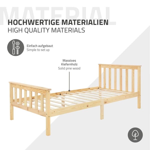 Sengestue med lamelramme 90x200 cm fyrretræ natur ML-Design
