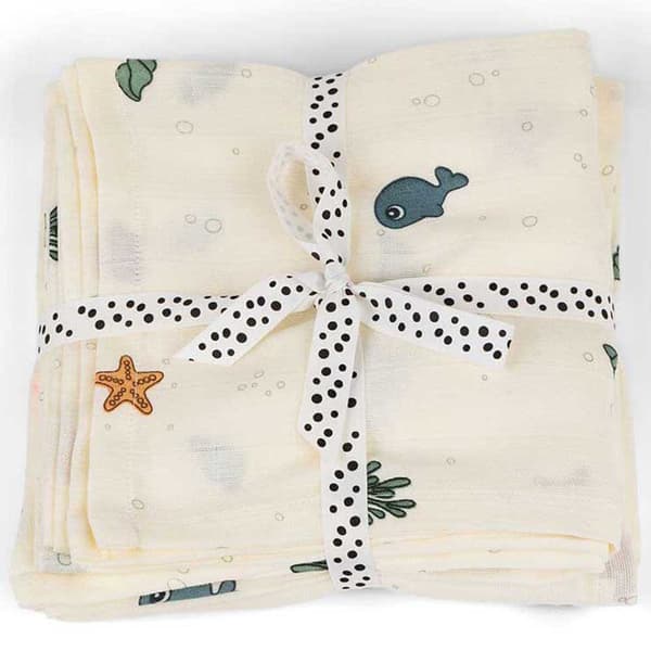Done By Deer Svøbe 2 Pack Gots Sea Friends Beige