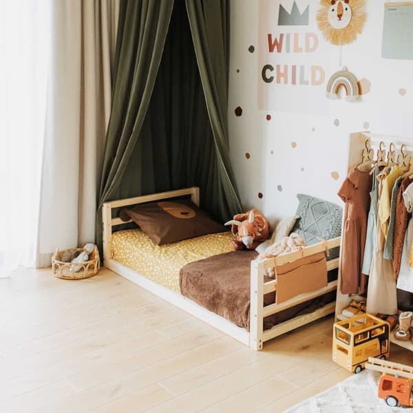 Daybed stel, Lav platform seng Montessori seng Enkelt seng Montessori gulv seng Småbørns gulv sengeramme Træ sengeramme Småseng, Barnegave