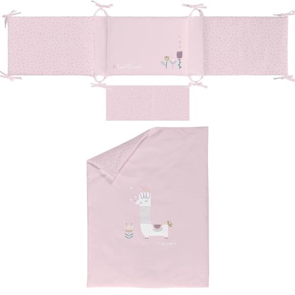 Bimbidreams Påslakan+skydd+kuddfodral Llama 100x135 Cm Rosa