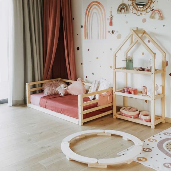 Montessori-lattiasänky Montessori-pikkulapsen lattiasängyn runko queen-kokoinen päiväsänky täysikokoinen lasten puusängyn runko Pikkulapsen sänkyn run