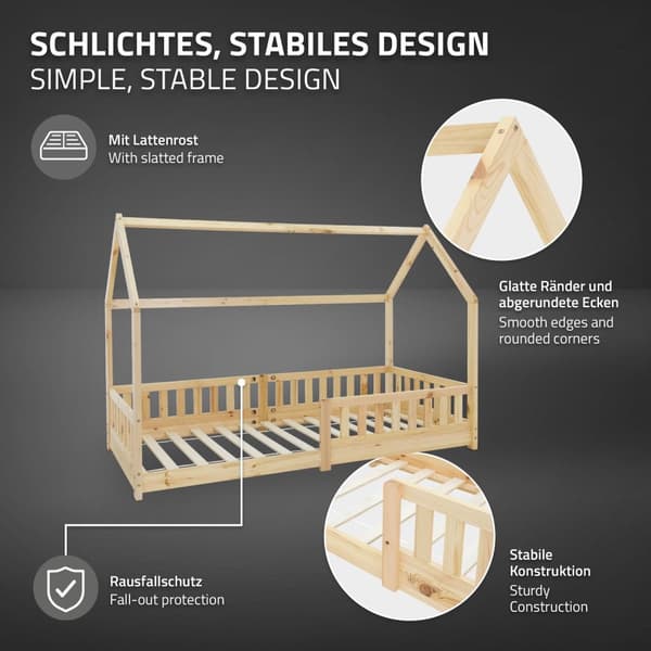 Lasten sänky Fall-Out Protection Lasten luonnollinen sänky Puinen sänky 200x90cm Mänty puu