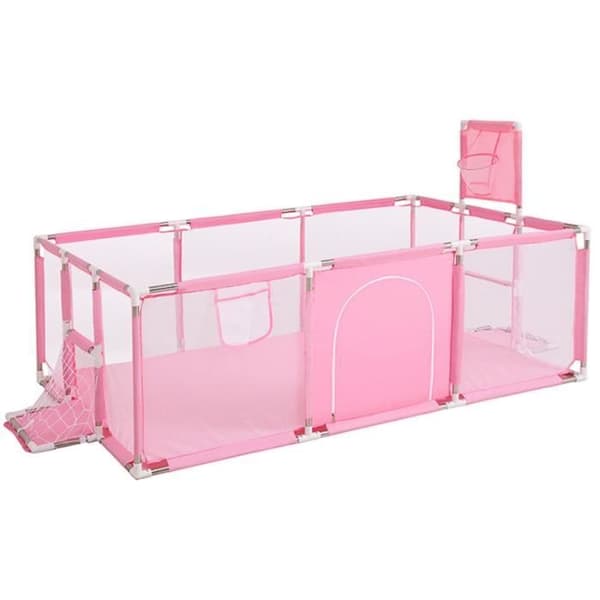 Lekhage XXL Babysäng Rosa Säkerhetsstaket grind 124x188x66cm Lekplats för barn inomhus och utomhus - Rosa