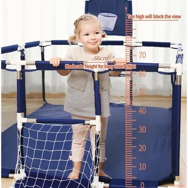 Babylekplats Grå Säkerhetsstaketport 124x124x66cm Lekhagesäng för barn inomhus och utomhus - Grå