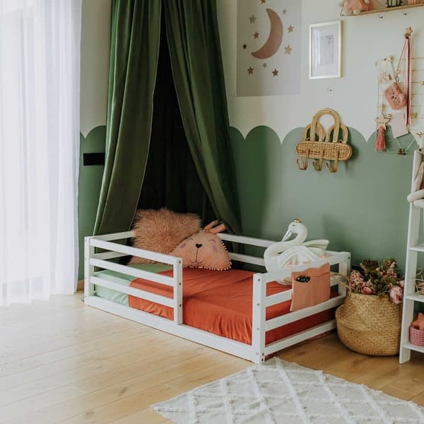 Montessori taaperon lattiasänkykehyksellä queen-koko, Montessori lattiasänky päiväsänkykehyksellä täysikokoinen Lasten puusängyn runko Taaperon sängyn