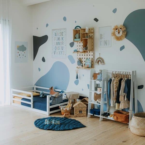 Montessori spjälsängsram för barn dubbelsäng, Montessori golvsäng dagbäddsram fullstorlek Barnsäng i trä Spjälsängsram för barnsäng, ettårspresent