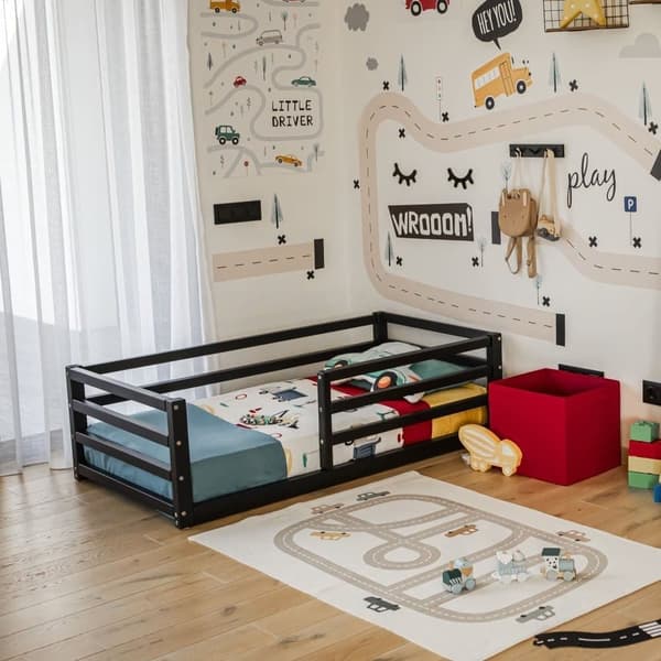 Montessori taaperon lattiasänkykehyksellä queen-koko, Montessori lattiasänky päiväsänkykehyksellä täysikokoinen Lasten puusängyn runko Taaperon sängyn
