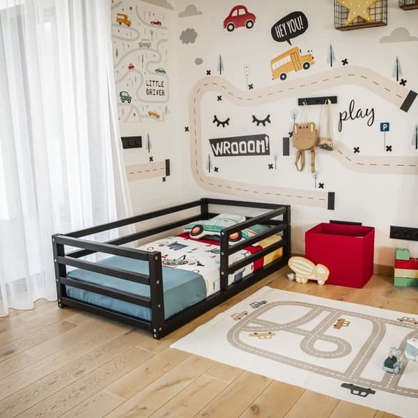Montessori taaperon lattiasänkykehyksellä queen-koko, Montessori lattiasänky päiväsänkykehyksellä täysikokoinen Lasten puusängyn runko Taaperon sängyn