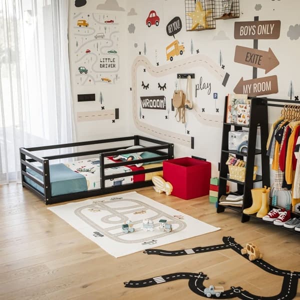 Montessori taaperon lattiasänkykehyksellä queen-koko, Montessori lattiasänky päiväsänkykehyksellä täysikokoinen Lasten puusängyn runko Taaperon sängyn