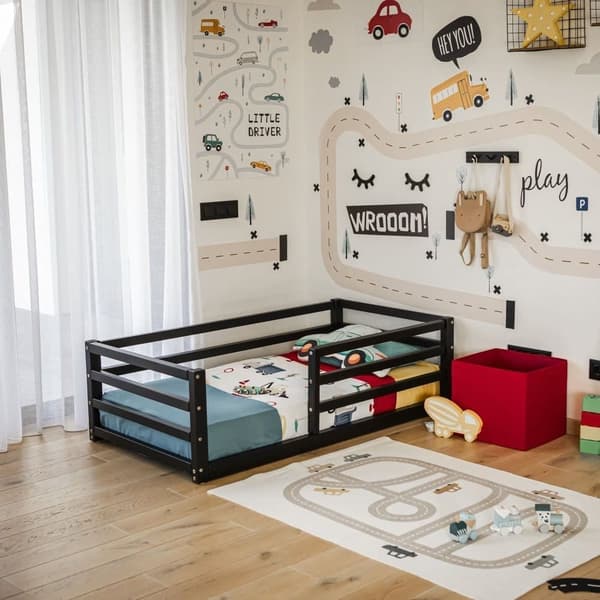 Montessori taaperon lattiasänkykehyksellä queen-koko, Montessori lattiasänky päiväsänkykehyksellä täysikokoinen Lasten puusängyn runko Taaperon sängyn
