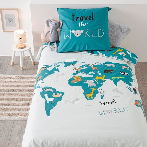 Atmosphera Sengetøj Map Of The World Flerfarvet