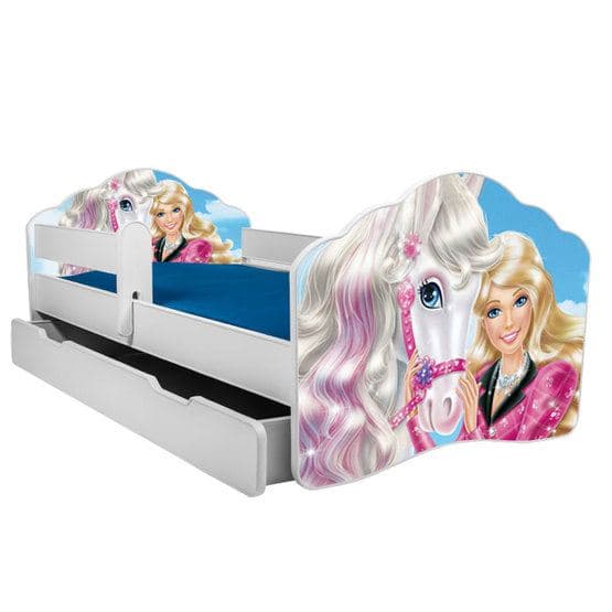Børneseng - Fala Med madras og beskyttelseskant - Barbie - 160 x 80 cm
