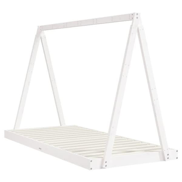 sengeramme til juniorseng 90x200 cm massivt fyrretræ hvid