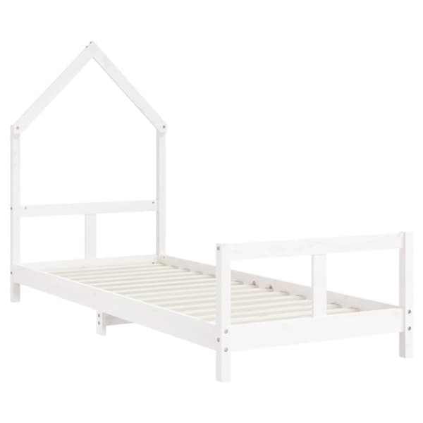 sengeramme til juniorseng 80x200 cm massivt fyrretræ hvid