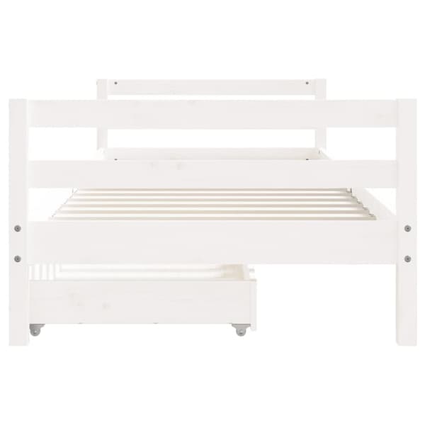 sengeramme til juniorseng m. skuffer 90x190 cm massivt fyr hvid
