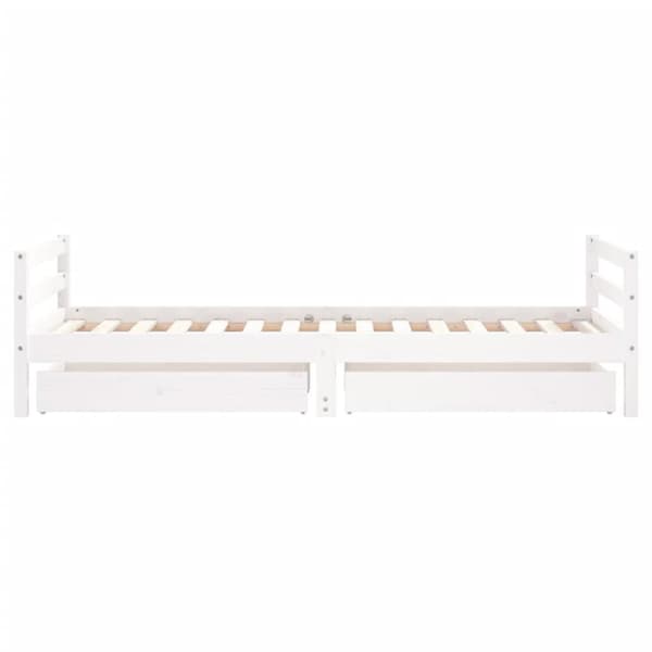 sengeramme til juniorseng m. skuffer 90x190 cm massivt fyr hvid