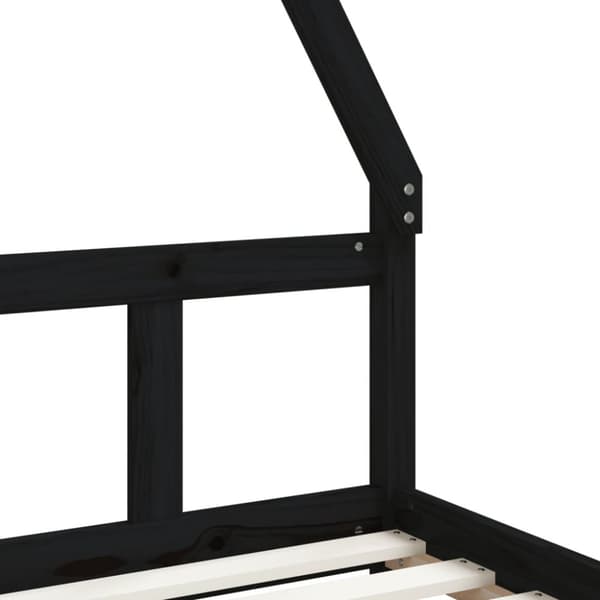 sengeramme til juniorseng 90x200 cm massivt fyrretræ sort