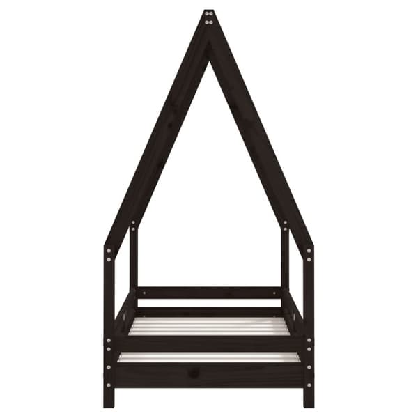 sengeramme til juniorseng 70x140 cm massivt fyrretræ sort