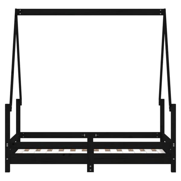 sengeramme til juniorseng 70x140 cm massivt fyrretræ sort