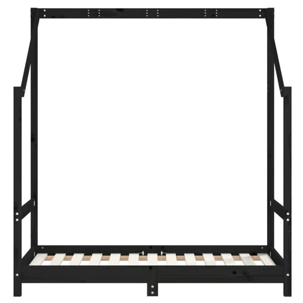Sängram för barnsäng svart 70x140 cm massiv furu