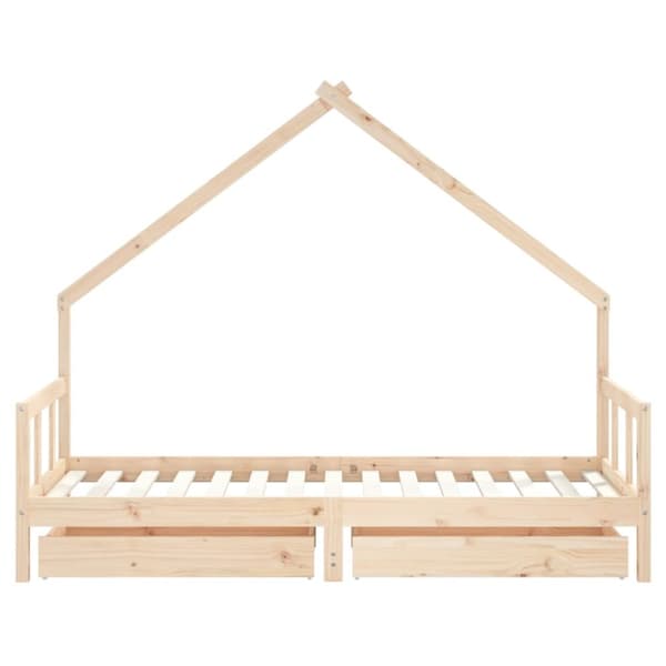 Sängram med lådor för barn 90x190 cm massiv furu