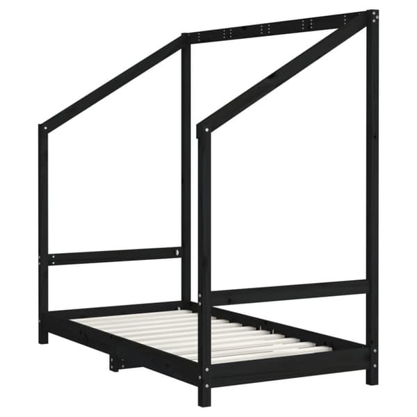 sengeramme til juniorseng 2(80x160) cm massivt fyrretræ sort