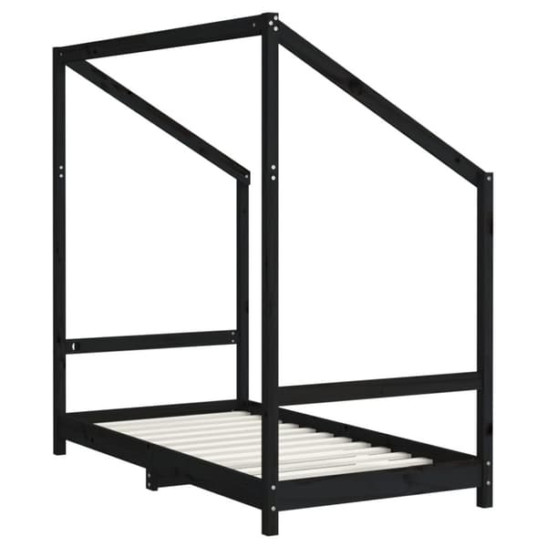 sengeramme til juniorseng 2(80x160) cm massivt fyrretræ sort