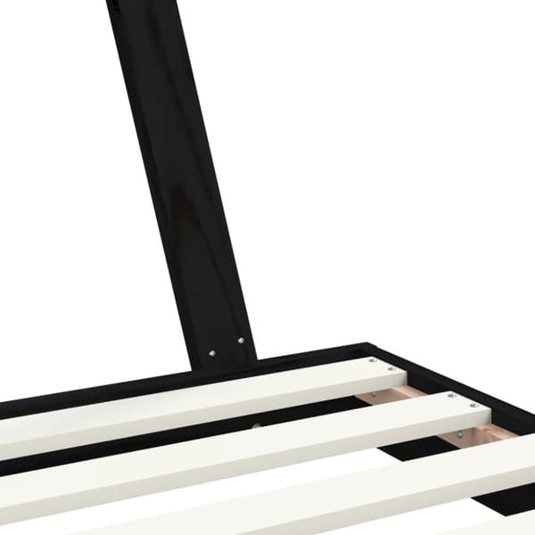 sengeramme til juniorseng 90x190 cm massivt fyrretræ sort