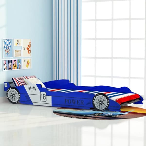 racerbilseng til børn 90 x 200 cm blå