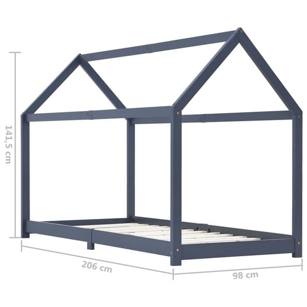 sengestel til børneseng 90 x 200 cm massivt fyrretræ grå
