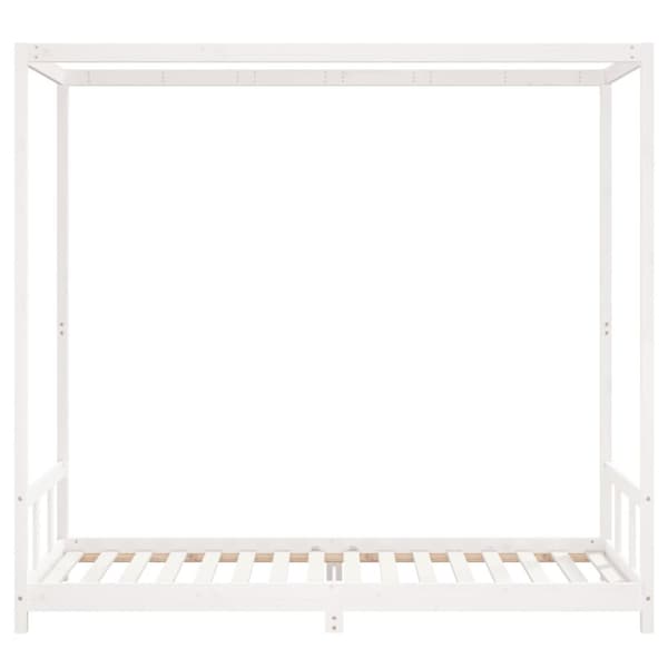 sengeramme til juniorseng 90x200 cm massivt fyrretræ hvid