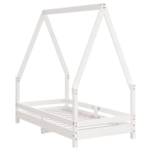 sengeramme til juniorseng 70x140 cm massivt fyrretræ hvid