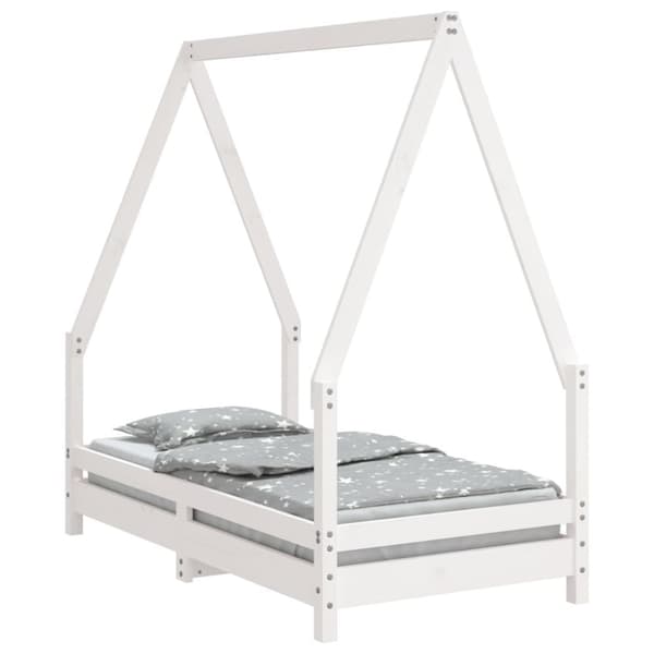 sengeramme til juniorseng 70x140 cm massivt fyrretræ hvid