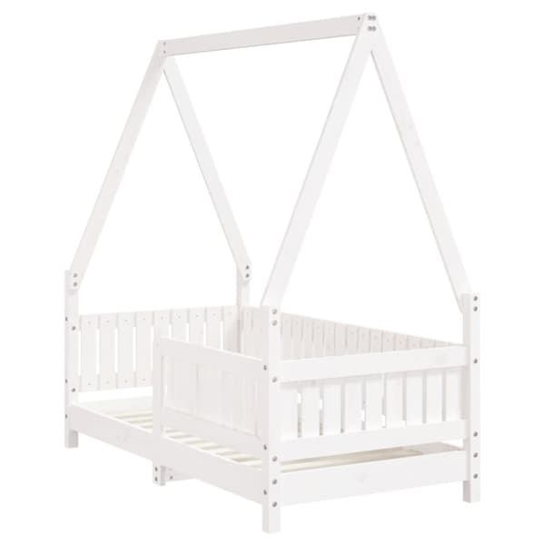 sengeramme til juniorseng 70x140 cm massivt fyrretræ hvid