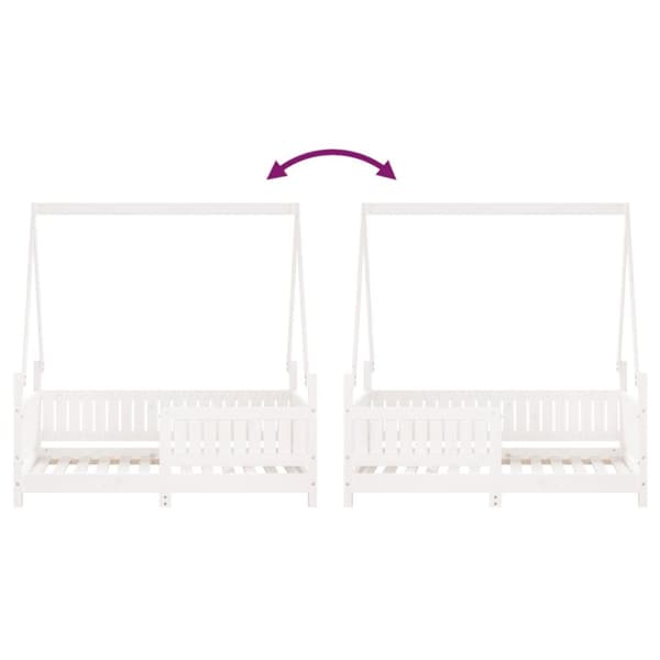 sengeramme til juniorseng 70x140 cm massivt fyrretræ hvid