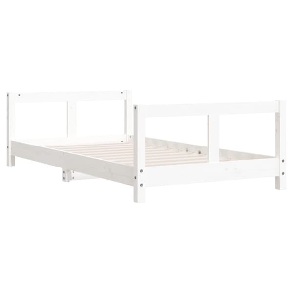 sengeramme til juniorseng 80x160 cm massivt fyrretræ hvid