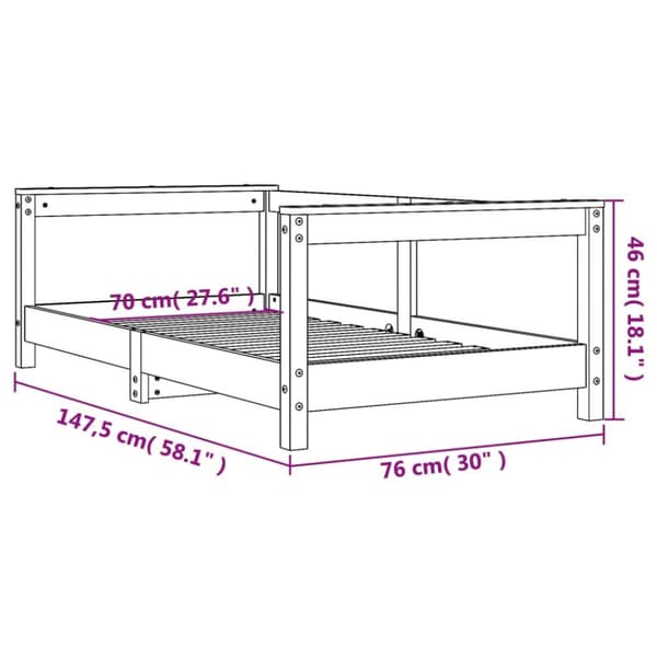 sengeramme til juniorseng 70x140 cm massivt fyrretræ hvid