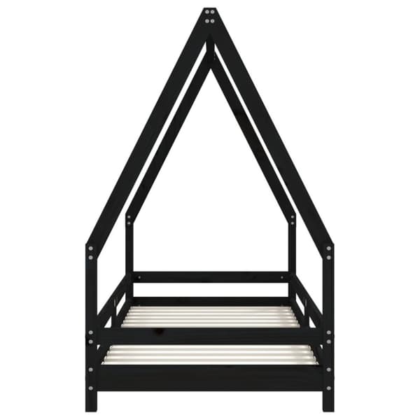 Sängram för barnsäng svart 90x200 cm massiv furu