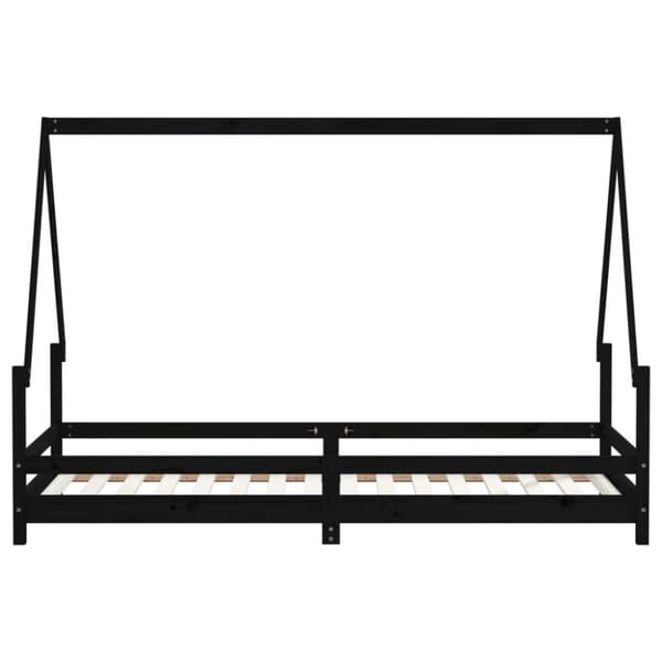 Sängram för barnsäng svart 90x200 cm massiv furu