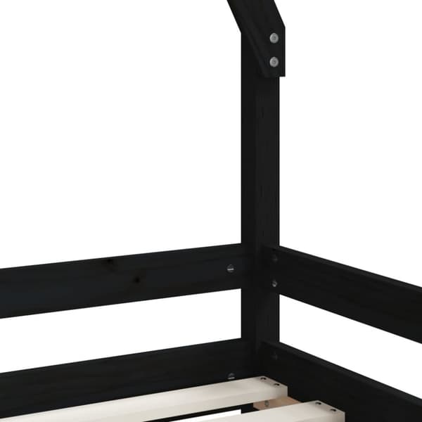 Sängram för barnsäng svart 90x200 cm massiv furu