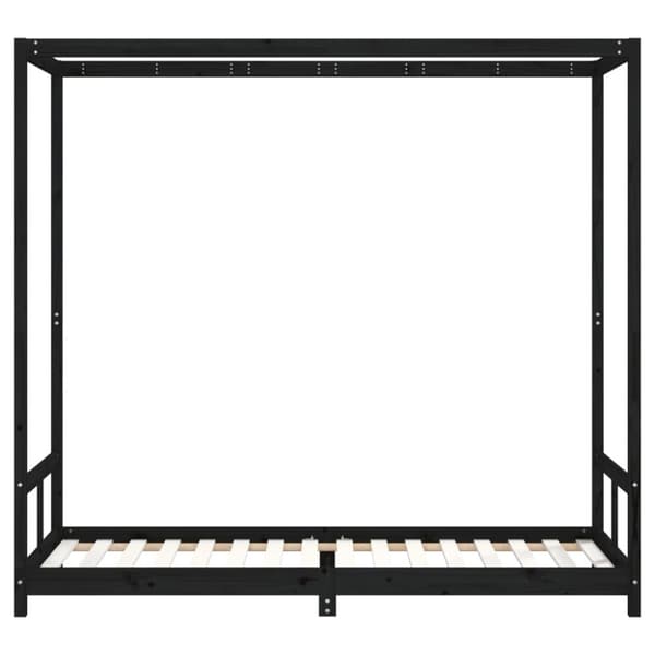 sengeramme til juniorseng 80x200 cm massivt fyrretræ sort