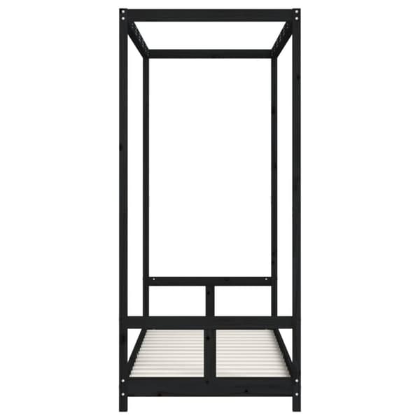 sengeramme til juniorseng 80x200 cm massivt fyrretræ sort