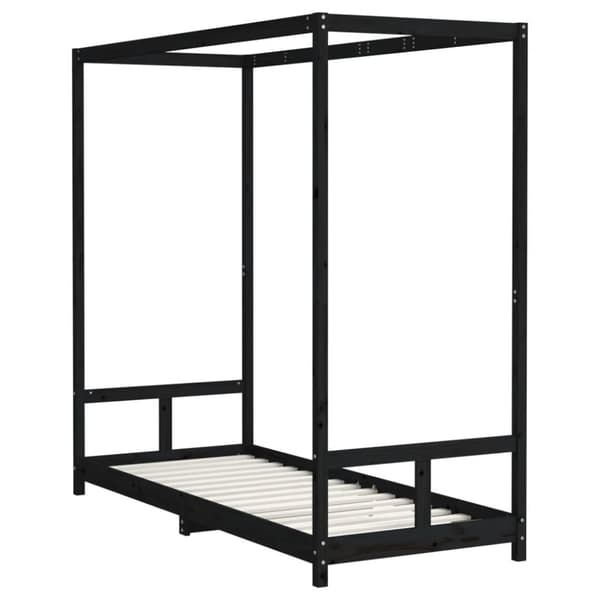 sengeramme til juniorseng 80x200 cm massivt fyrretræ sort