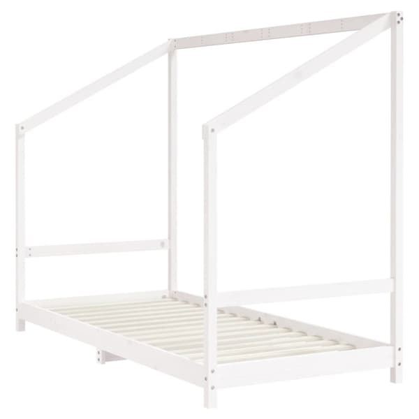 sengeramme til juniorseng 90x190 cm massivt fyrretræ hvid