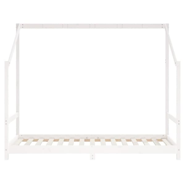 sengeramme til juniorseng 90x190 cm massivt fyrretræ hvid