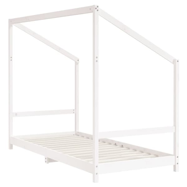 sengeramme til juniorseng 90x190 cm massivt fyrretræ hvid
