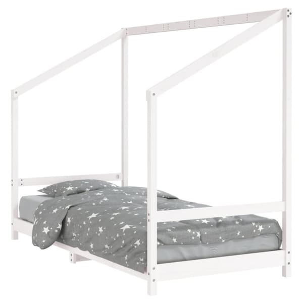 sengeramme til juniorseng 90x190 cm massivt fyrretræ hvid